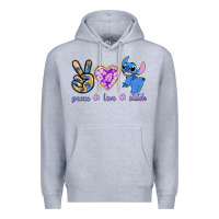 Heather Grey peace love stitch Premium Hoodie - texasbilliewilder