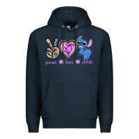 Navy peace love stitch Premium Hoodie - texasbilliewilder