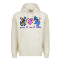 Oatmeal Heather peace love stitch Premium Hoodie - texasbilliewilder