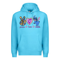 Ocean Blue peace love stitch Premium Hoodie - texasbilliewilder