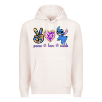 Pale Pink peace love stitch Premium Hoodie - texasbilliewilder