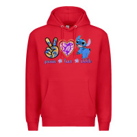Red peace love stitch Premium Hoodie - texasbilliewilder