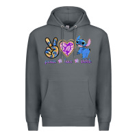 Rock peace love stitch Premium Hoodie - texasbilliewilder