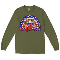Army Green america rainbow Long Sleeve Tee - BarkalooDesign