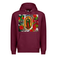 Burgundy Lady of Guadalupe Premium Hoodie - CTS Tumbler Store