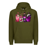 Army Green wednesday and enid coffee cups Premium Hoodie - Zillion Design Studio