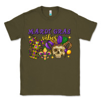Army Green mardi gras vibes skull Classic Tee - FaDigitalArtStudio