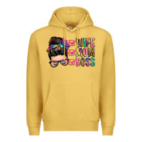 Antique Gold wife mom boss messy bun Premium Hoodie - Zillion Design Studio