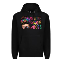 Black wife mom boss messy bun Premium Hoodie - Zillion Design Studio