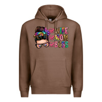 Chestnut wife mom boss messy bun Premium Hoodie - Zillion Design Studio