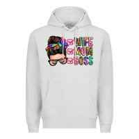 Dove Grey wife mom boss messy bun Premium Hoodie - Zillion Design Studio