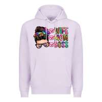 Lilac wife mom boss messy bun Premium Hoodie - Zillion Design Studio