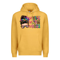Mustard wife mom boss messy bun Premium Hoodie - Zillion Design Studio