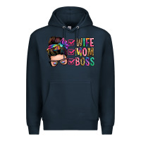 Navy wife mom boss messy bun Premium Hoodie - Zillion Design Studio