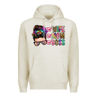 Oatmeal Heather wife mom boss messy bun Premium Hoodie - Zillion Design Studio