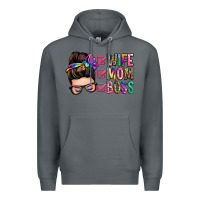 Rock wife mom boss messy bun Premium Hoodie - Zillion Design Studio