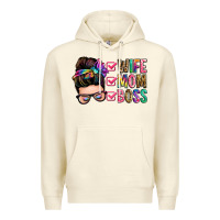 Sandshell wife mom boss messy bun Premium Hoodie - Zillion Design Studio