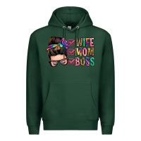 Sports Green wife mom boss messy bun Premium Hoodie - Zillion Design Studio