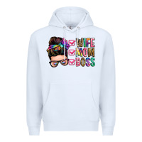White wife mom boss messy bun Premium Hoodie - Zillion Design Studio