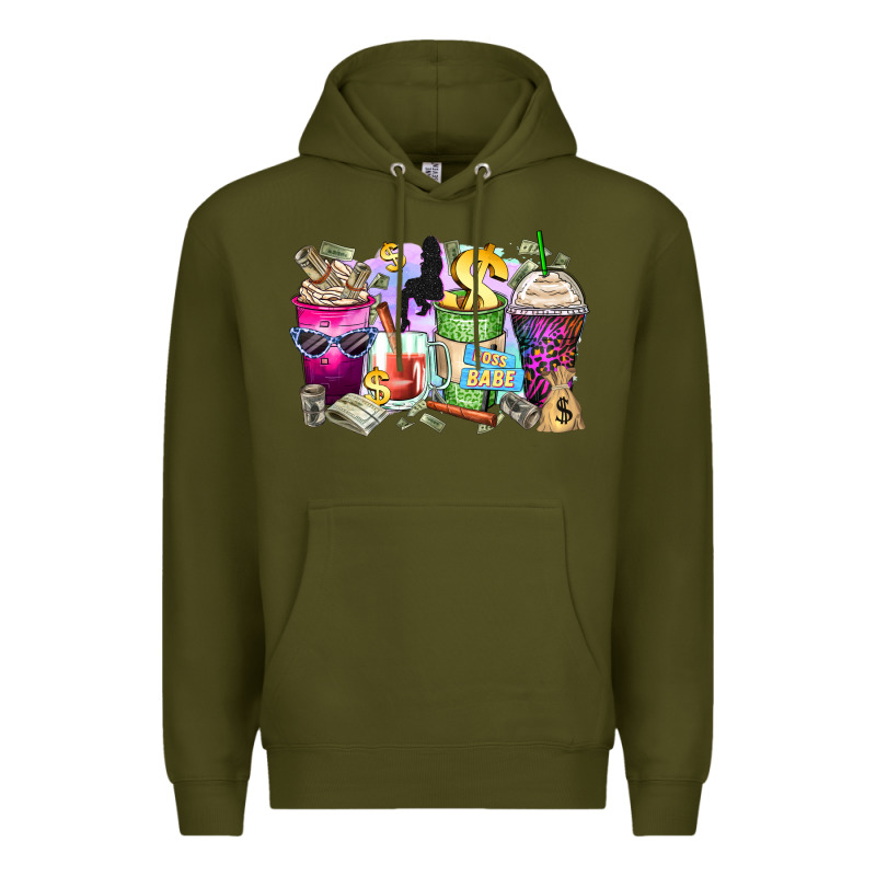 Boss Babe Coffee Cups Premium Hoodie by Zillion Design Studio | Teevron
