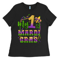 Black my first mardi gras glitter fleur de lis Ladies Tee - Artiststas