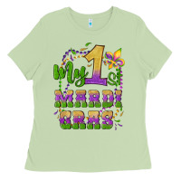 Matcha my first mardi gras glitter fleur de lis Ladies Tee - Artiststas