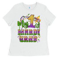 White my first mardi gras glitter fleur de lis Ladies Tee - Artiststas