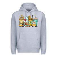 Heather Grey school bus coffee cups Premium Hoodie - Zillion Design Studio