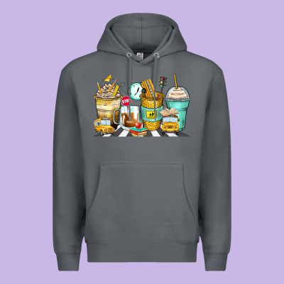 School Bus Coffee Cups Premium Hoodie Designed By Zillion Design Studio