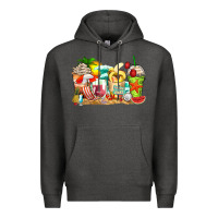 Charcoal Heather summer vibes coffee cups Premium Hoodie - Zillion Design Studio
