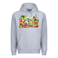 Heather Grey summer vibes coffee cups Premium Hoodie - Zillion Design Studio