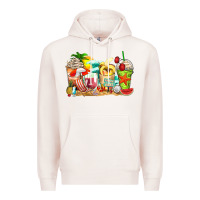 Pale Pink summer vibes coffee cups Premium Hoodie - Zillion Design Studio