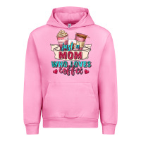 Fuchsia Pink just a mom who loves coffee Urban Hoodie - Zillion Design Studio