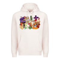 Pale Pink mexican dia de los muertos coffee cups Premium Hoodie - CTS Tumbler Store