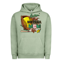 Pigment Oil Green livin' that softball mom life Urban Hoodie - Zillion Design Studio