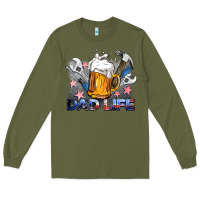 Army Green dad life beer and tools Long Sleeve Tee - BarkalooDesign