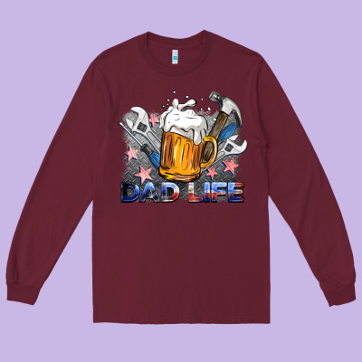 Dad Life Beer And Tools Long Sleeve Tee Designed By Barkaloodesign