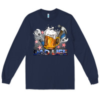 Navy dad life beer and tools Long Sleeve Tee - BarkalooDesign