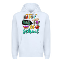 White happy first day of school Premium Hoodie - Zillion Design Studio