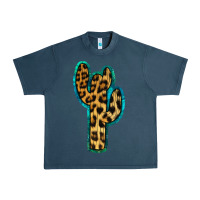 Midnight Navy Turquoise Leopard Cactus Urban Heavy Tee - RanaPortraitStore