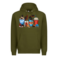 Army Green hockey begins after coffee cups Premium Hoodie - Zillion Design Studio