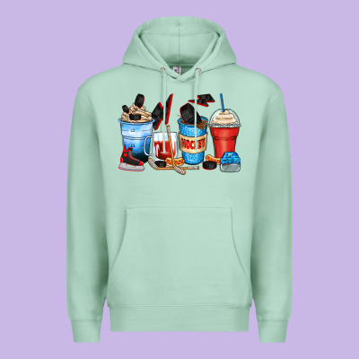 Hockey Begins After Coffee Cups Premium Hoodie Designed By Zillion Design Studio