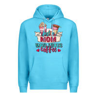 Ocean Blue just a mom who loves coffee Premium Hoodie - Zillion Design Studio