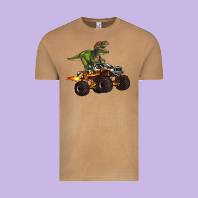 Monster Truck And T Rex Dinosaur Vintage Tee Designed By Artiststas