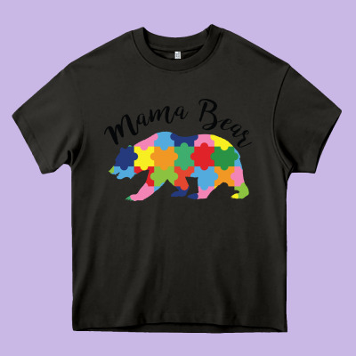 Mama Bear Heavy Core Tee Designed By Cowhidedigitalart