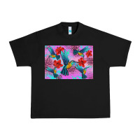 Black Flower Hummingbird Urban Heavy Tee - Artiststas