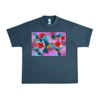Midnight Navy Flower Hummingbird Urban Heavy Tee - Artiststas