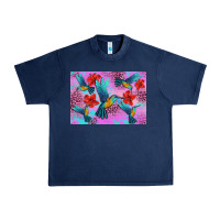 Navy Flower Hummingbird Urban Heavy Tee - Artiststas