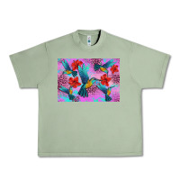 Oil Green Flower Hummingbird Urban Heavy Tee - Artiststas
