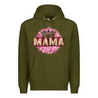 Army Green mama with round leopard Premium Hoodie - Zillion Design Studio